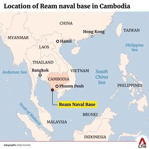 CAMBODIA'S NAVAL BASE RENOVATED BY CHINA explained for UPSC