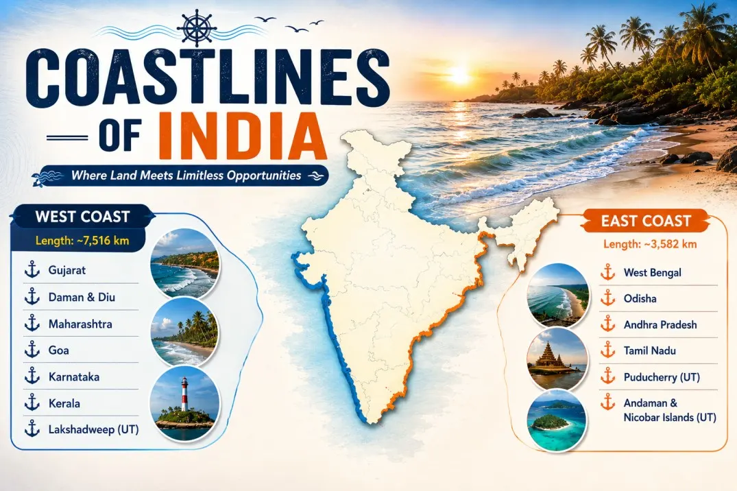 coastlines of india