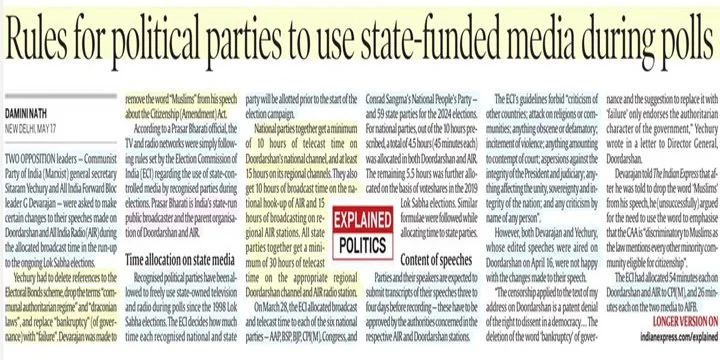 Rules For Political Parties To USE State Funded Media During Polls