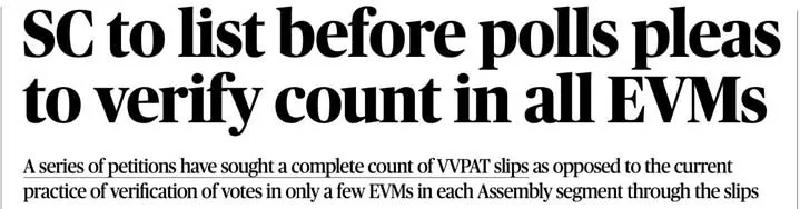 SC On Mandatory VVPAT [update] explained for UPSC