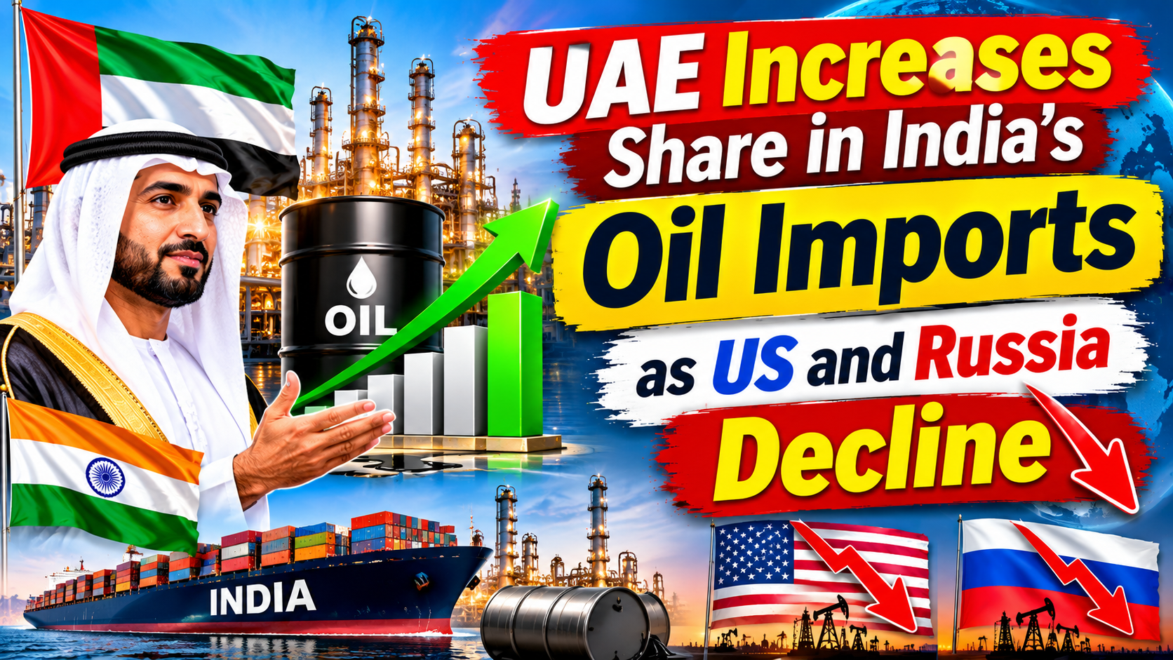 UAE’s Share in India’s Oil Imports Rises as US, Russian Supplies Fall