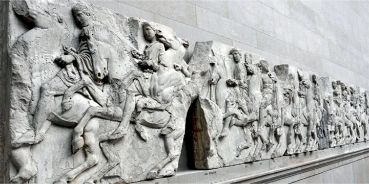 What are the Parthenon Sculptures, at the centre of the row between Britain and Greece?